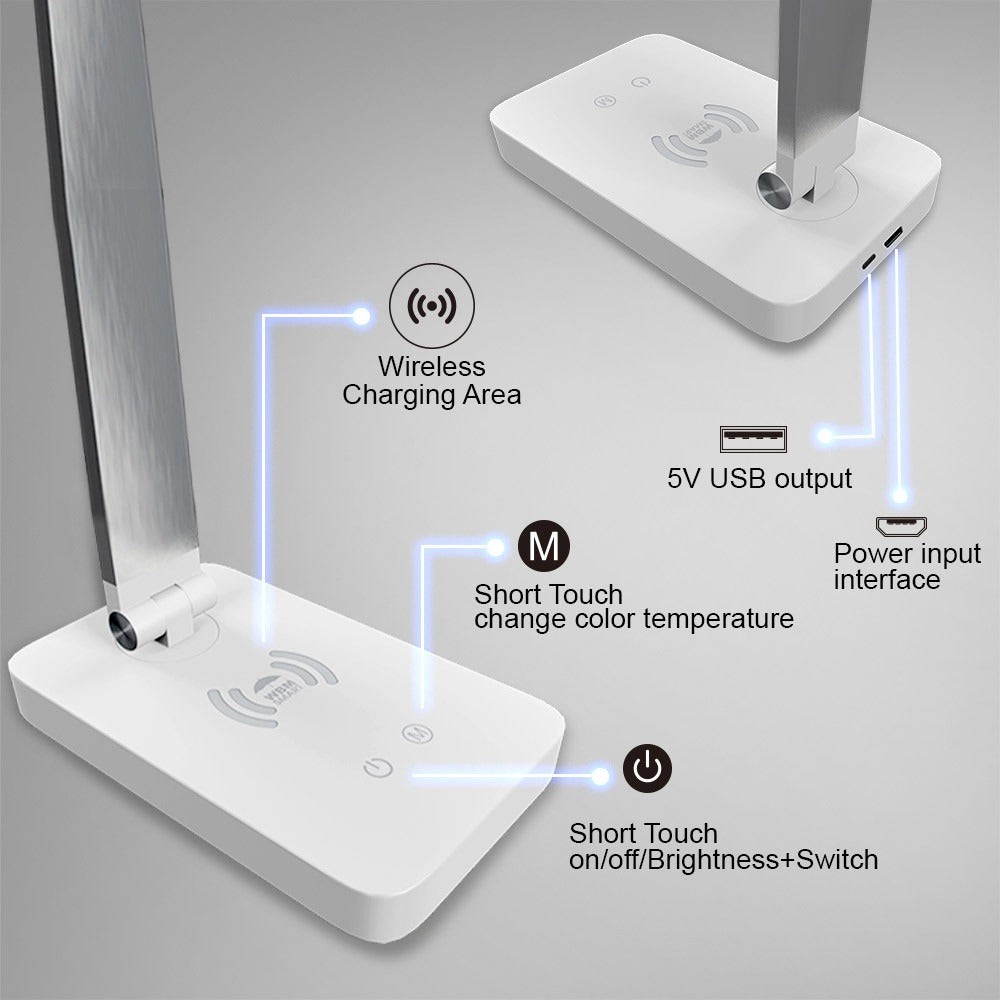 10 W Qi Wireless Fast Charger LED Desk Lamp | WBM Smart