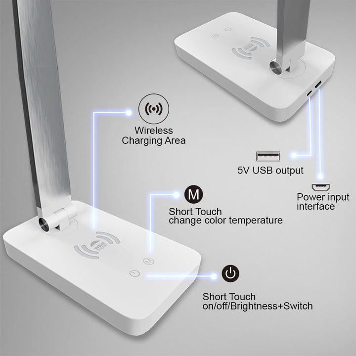 10 W Qi Wireless Fast Charger LED Desk Lamp | WBM Smart
