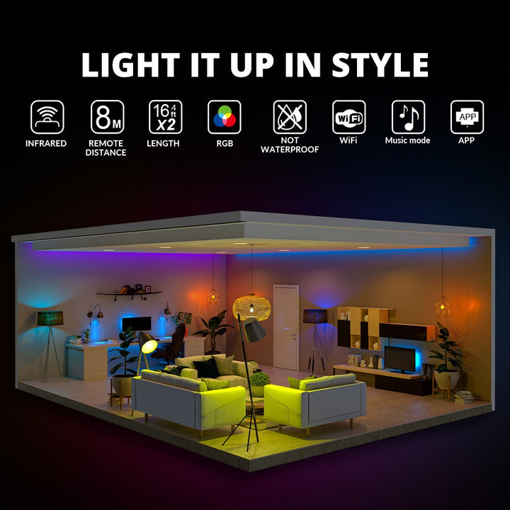 LED Strip Lights with Music Sync, Remote &amp; App Control | WBM Smart