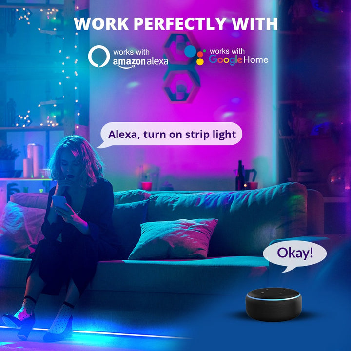 LED Strip Lights with Music Sync, Remote &amp; App Control | WBM Smart