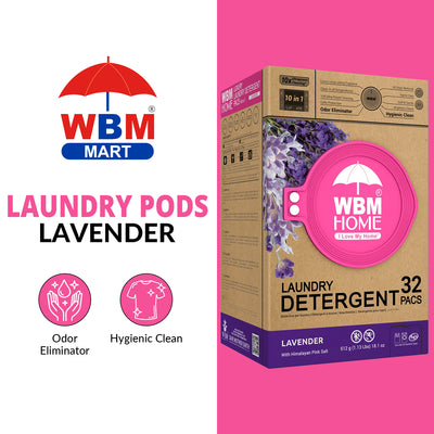 Laundry Pods (Lavender) Box - 32 Pcs | WBM Home