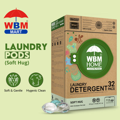 Laundry Pods (Soft Hug) Box - 32 Pcs | WBM Baby Care