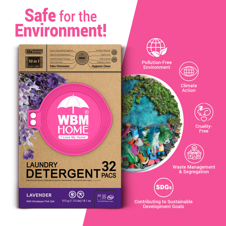 Laundry Pods (Lavender) Box - 32 Pcs | WBM Home