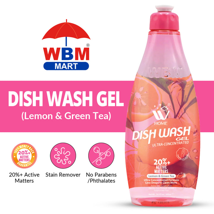 Dish Wash Gel Lemon &amp; Green Tea - 500 ml | WBM Home