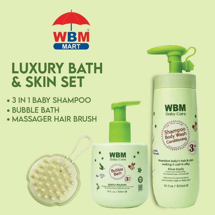WBM Premium Baby Bath Kit – Bubble Bath, Wash &amp; Brush