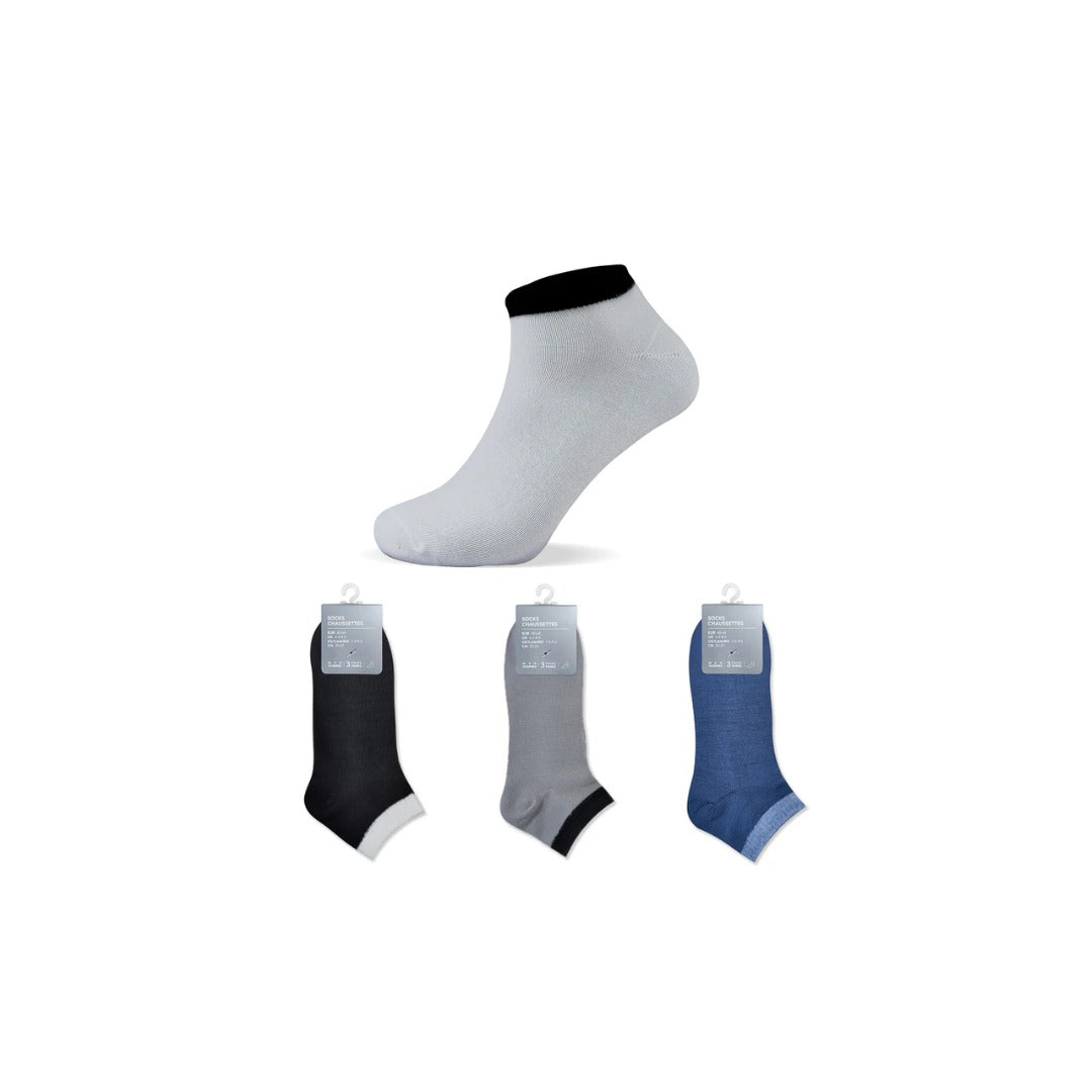 Men Contrast Color Odor Control Ankle Socks Pack of 3 | WBM MART