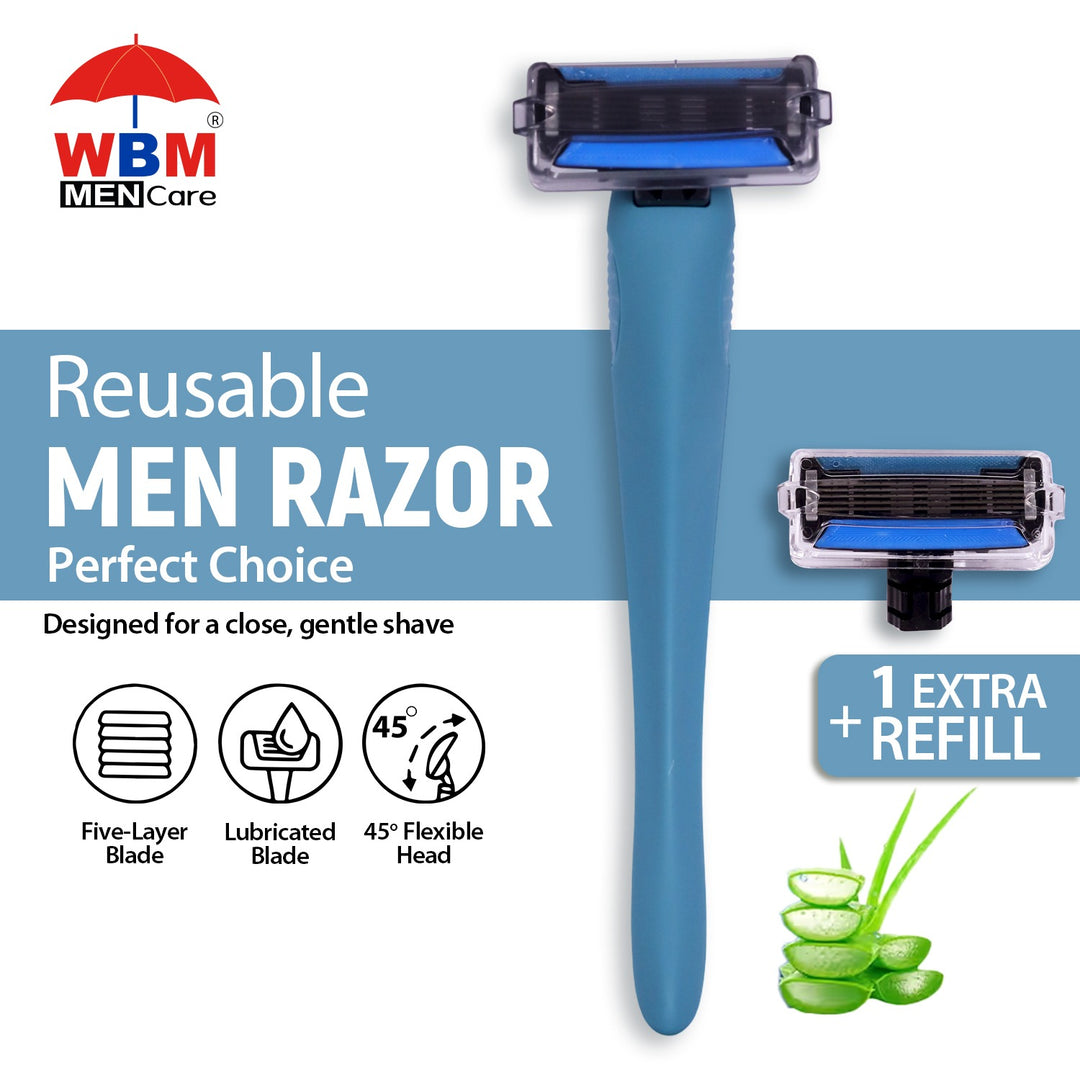 Five Blades Facial Razor with Extra Refill (Any Random Color) | WBM Men Care
