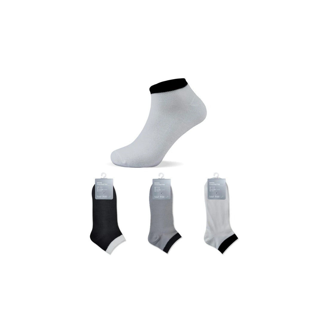 Men’s Odor Control Contrast Ankle Socks 3 Pairs | WBM MART