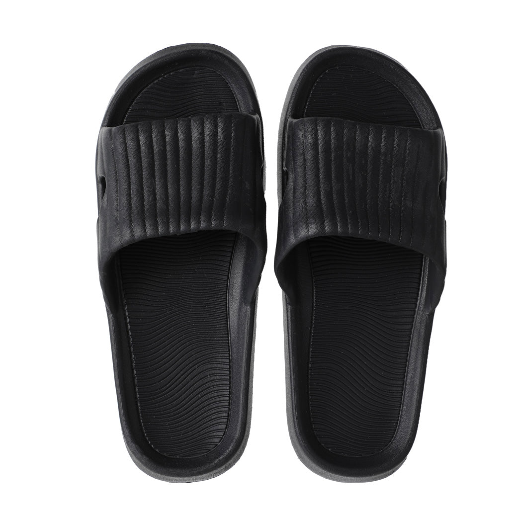 Men’s Stripe Bathroom Slippers Size 43–44 Black | WBM MART