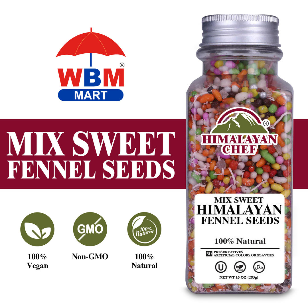 Mix Sweet Fennel Seeds Square Jar - 0.68 lbs (312g) | Himalayan Chef
