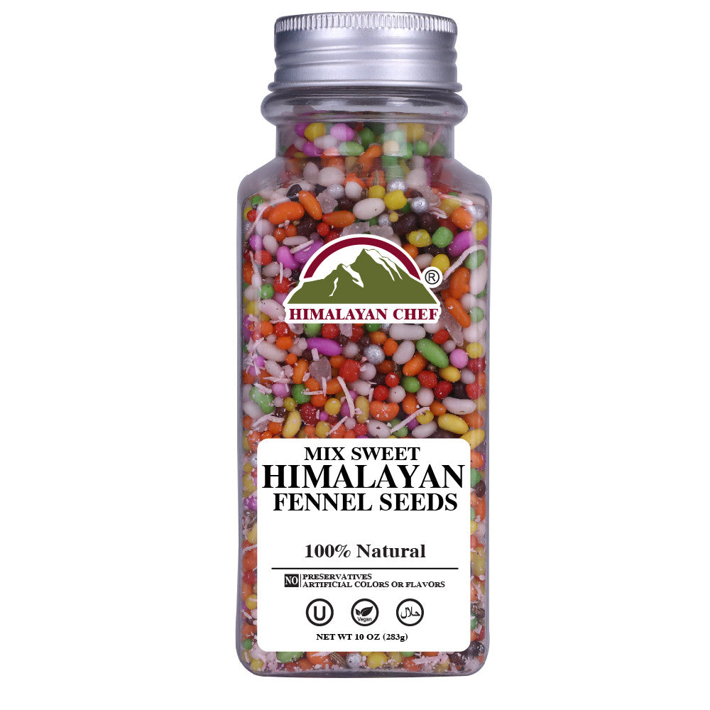 Mix Sweet Fennel Seeds Square Jar - 0.68 lbs (312g) | Himalayan Chef