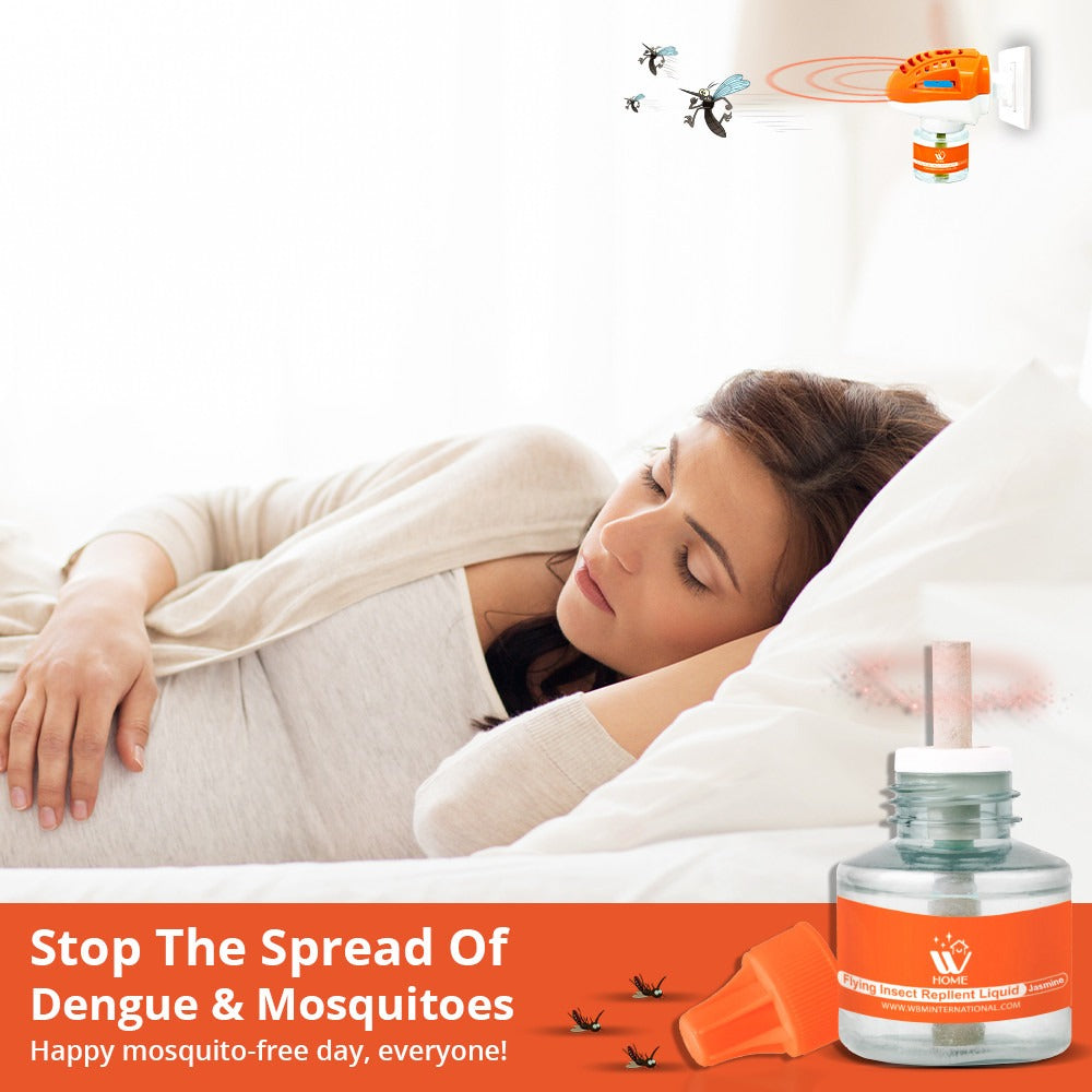 Mosquito &amp; Flying Repellent Set 4-in-1 | Flying Insect Repellent Machine + 2 Liquid Refills + 6 Repellent Mats | WBM Home