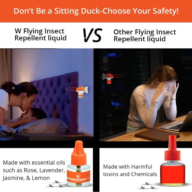 Mosquito &amp; Flying Repellent Set 4-in-1 | Flying Insect Repellent Machine + 2 Liquid Refills + 6 Repellent Mats | WBM Home