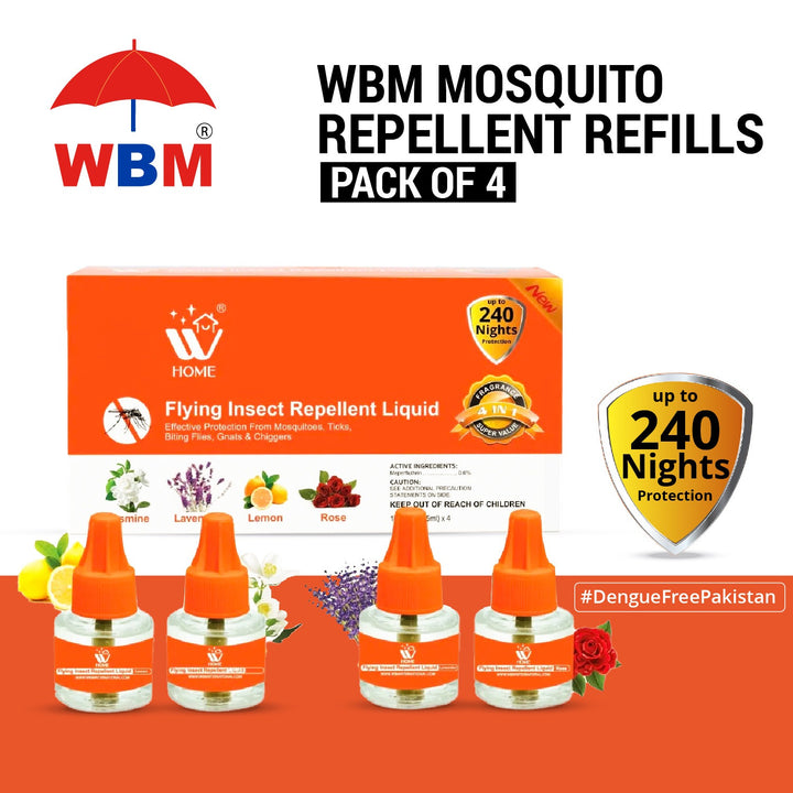 (Pack of 4) Mosquito &amp; Flying Repellent Liquid - 45ml | WBM Home