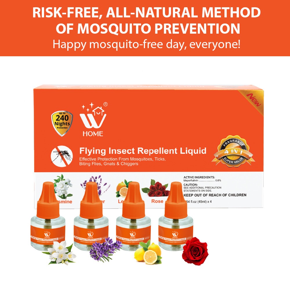 (Pack of 4) Mosquito &amp; Flying Repellent Liquid - 45ml | WBM Home