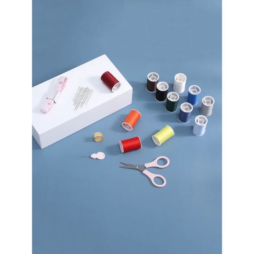 12-Color Pink Needlework Box Set | Sewing Kit with Tools | WBM MART