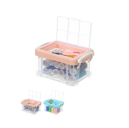 12-Color Pink Needlework Box Set | Sewing Kit with Tools | WBM MART