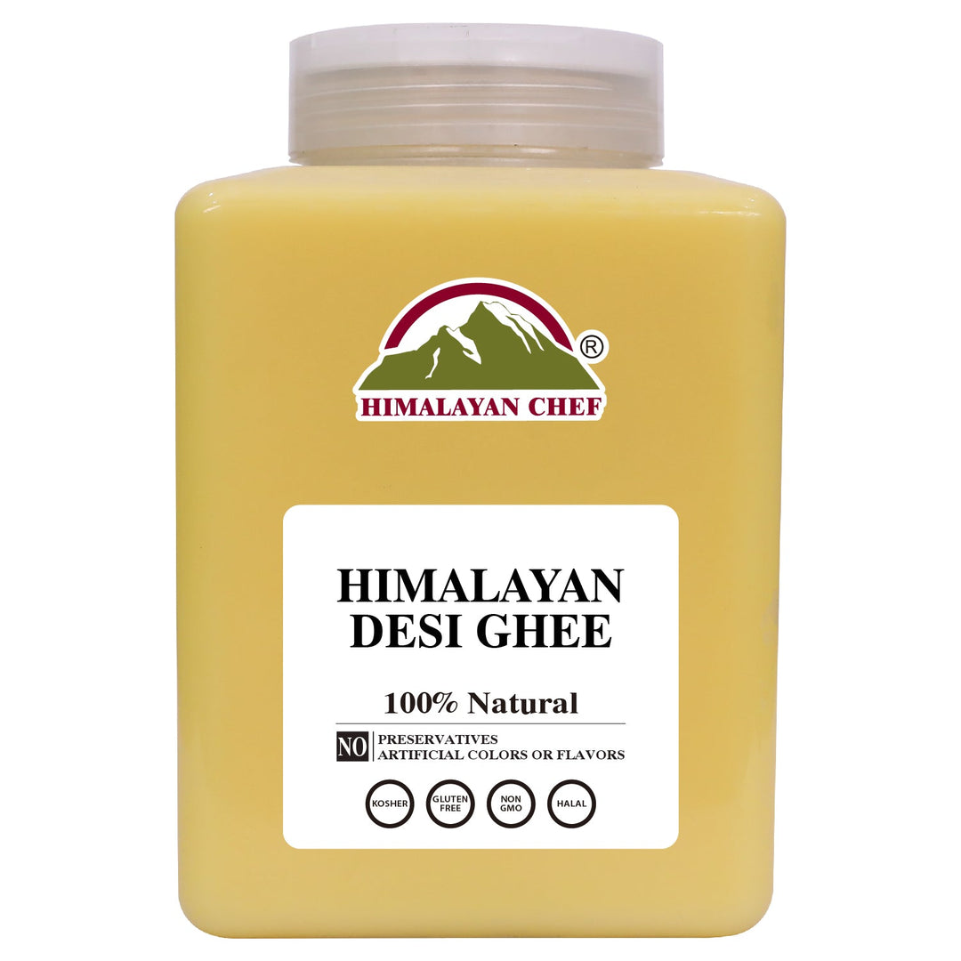 Desi Ghee - Square Plastics Jar Large | 3.7 lbs (1700) ml) | Himalayan Chef