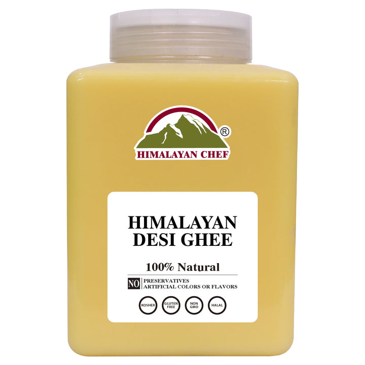 Desi Ghee - Square Plastics Jar Large | 3.7 lbs (1700) ml) | Himalayan Chef