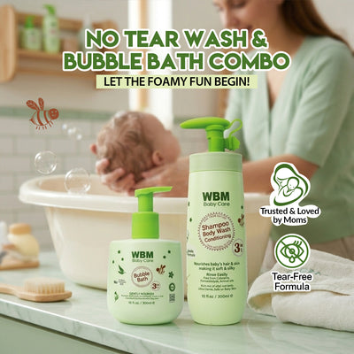 WBM Baby Bubble Bath Kit – No Tear Wash & Bubble Bath Combo