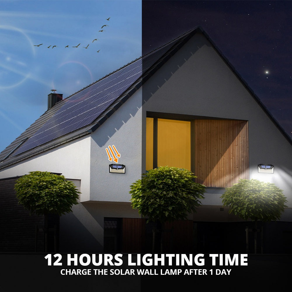 Outdoor Solar Wall Lights, 100 LED Solar Lights | 2 Pcs | WBM Smart