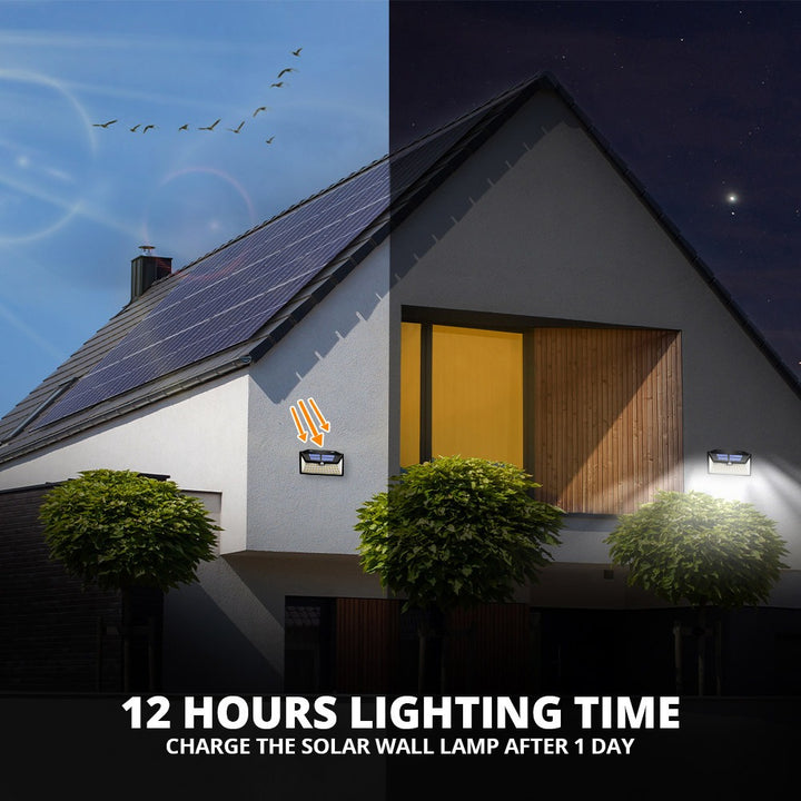 Outdoor Solar Wall Lights, 100 LED Solar Lights | 2 Pcs | WBM Smart