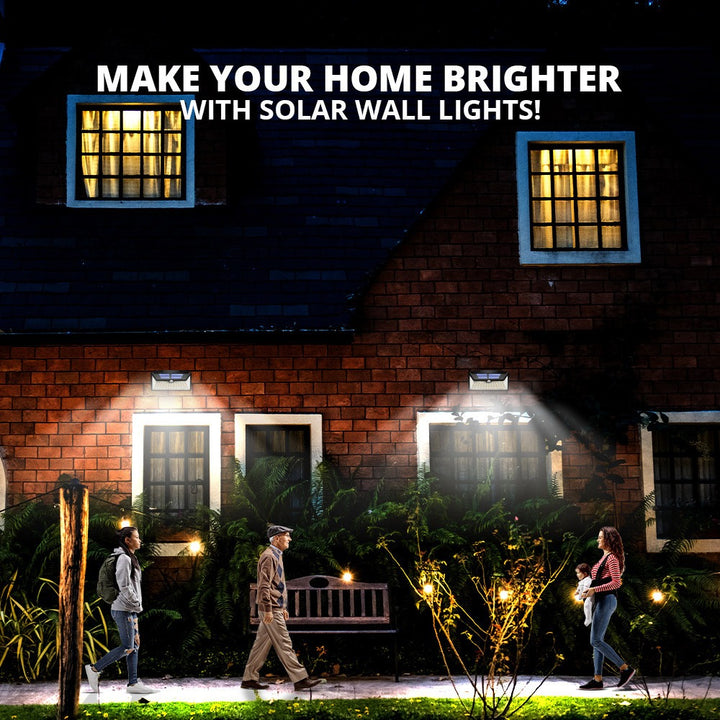 Outdoor Solar Wall Lights, 100 LED Solar Lights | 2 Pcs | WBM Smart