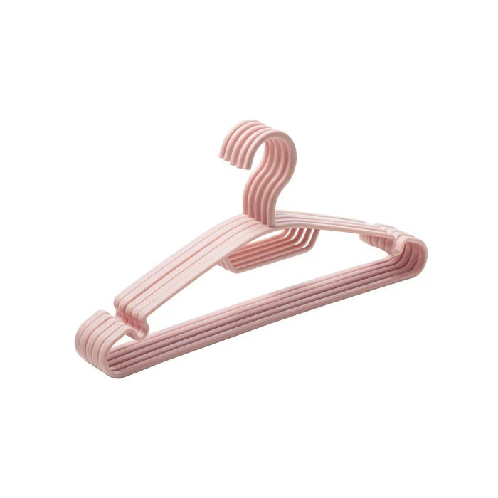 Anti-Slip Clothes Hanger Set – 5 Pcs Pink Velvet Finish | WBM MART
