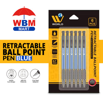 Retractable Ball Point Pen Blue | WBM World