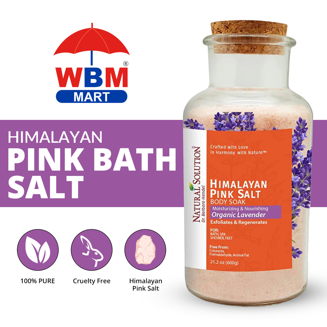 Natural Solution Himalayan Pink Bath Salt Glass Jar -  600g | WBM