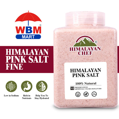 Pink Salt Fine Large Plastic Jar - 5 lbs (2268g) | Himalayan Chef