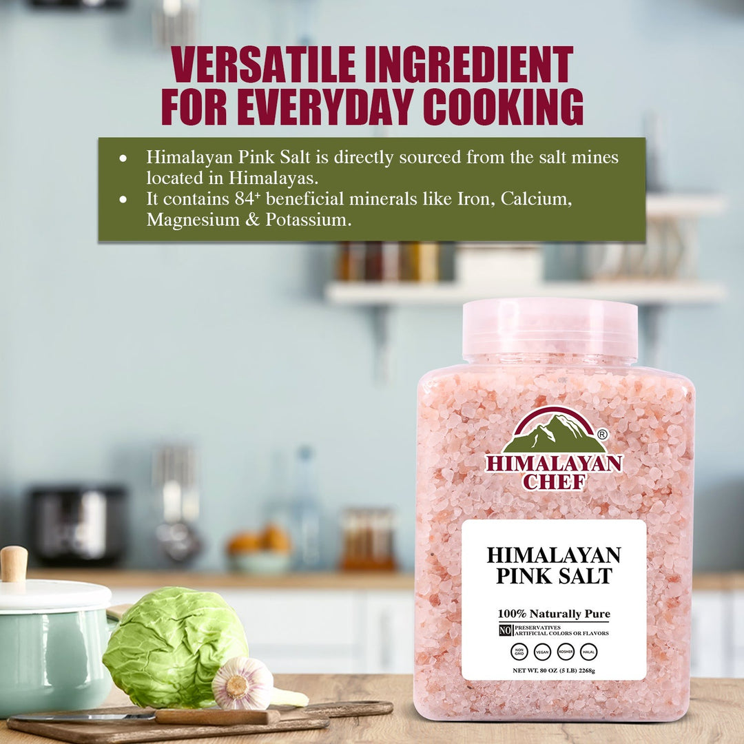 Pink Salt Coarse Large Plastic Jar - 5 lbs (2268g) | Himalayan Chef