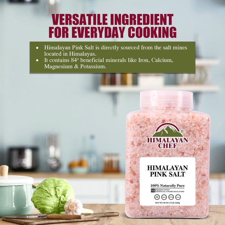 Pink Salt Coarse Large Plastic Jar - 5 lbs (2268g) | Himalayan Chef