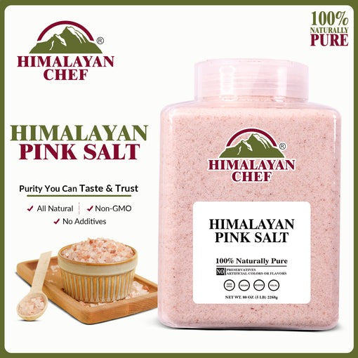 Pink Salt Coarse Large Plastic Jar - 5 lbs (2268g) | Himalayan Chef