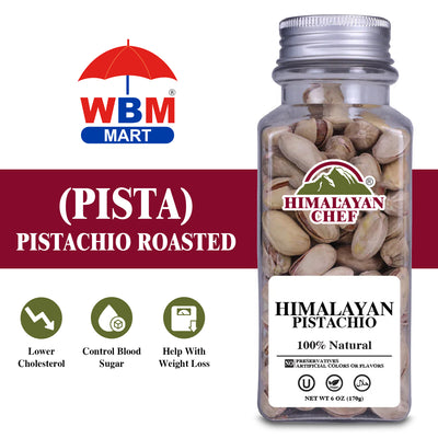 Pistachio Roasted (Pista) with Shell Square Plastics Jar - 0.37 lbs (170g) | Himalayan Chef