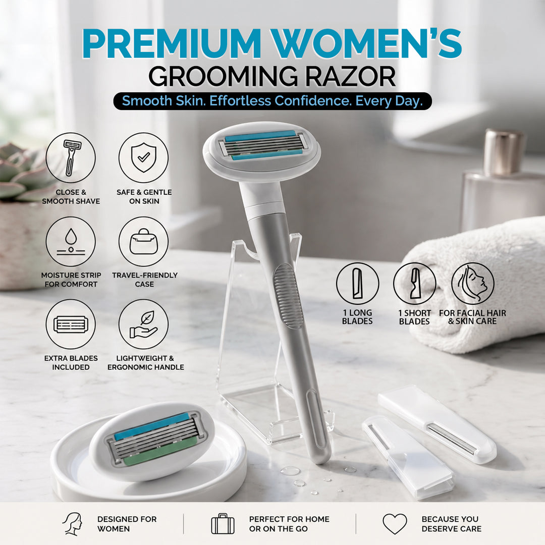 Multifunctional Women Razor with 2 Eyebrow Razor &amp; Extra Refill | WBM Beauty
