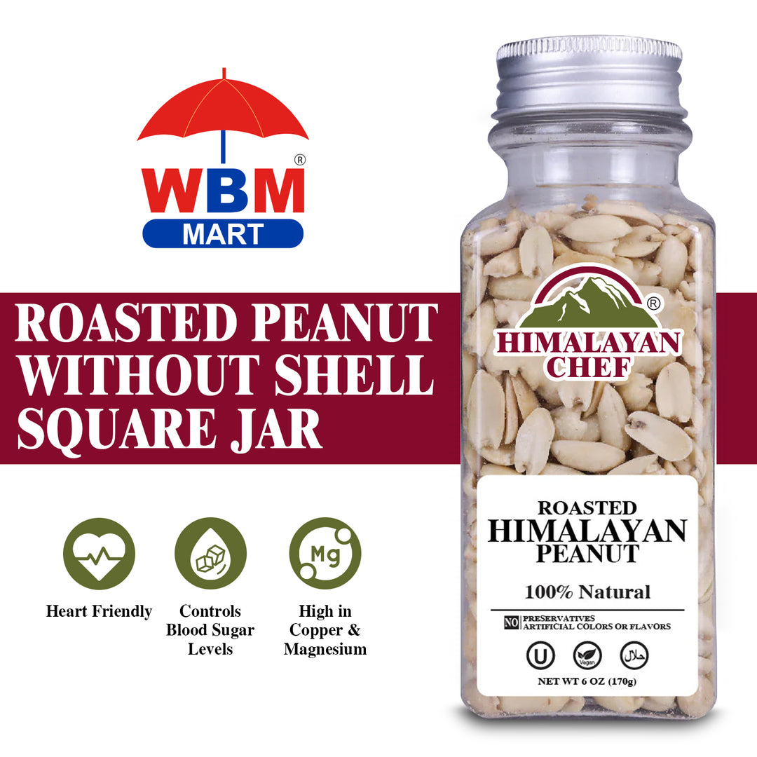 Roasted Peanut without shell Square Plastic Jar - 0.37 lbs (170g) | Himalayan Chef