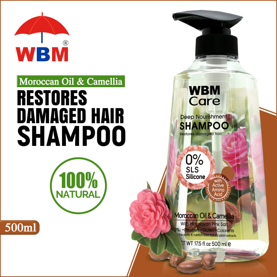 Restores Damaged Hair Shampoo with Moroccan &amp; Camellia - 500ml | WBM Care