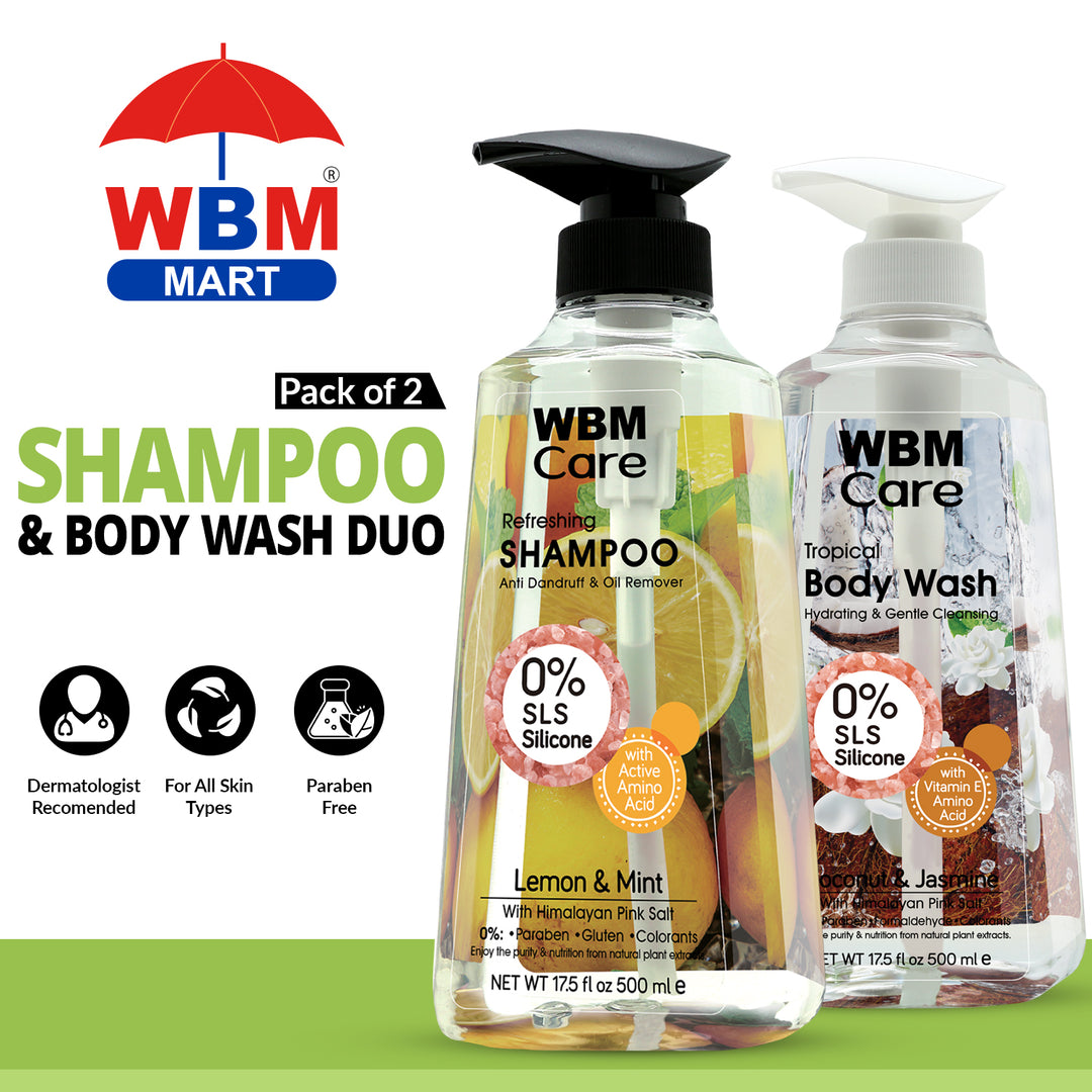 Anti Dandruff Shampoo + Shower Gel Each Pack 2 500ml | WBM Care