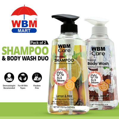 Anti Dandruff Shampoo + Shower Gel Each Pack 2 500ml | WBM Care