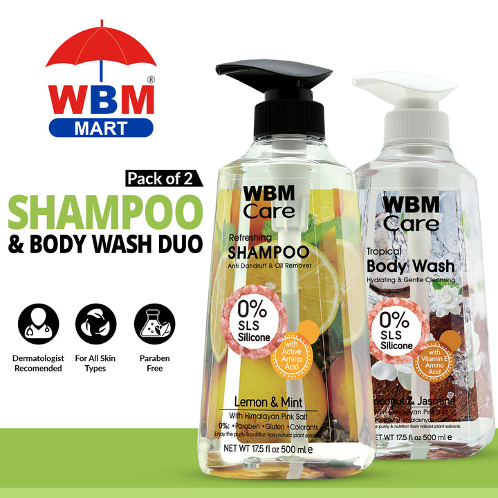 Anti Dandruff Shampoo + Shower Gel Each Pack 2 500ml | WBM Care