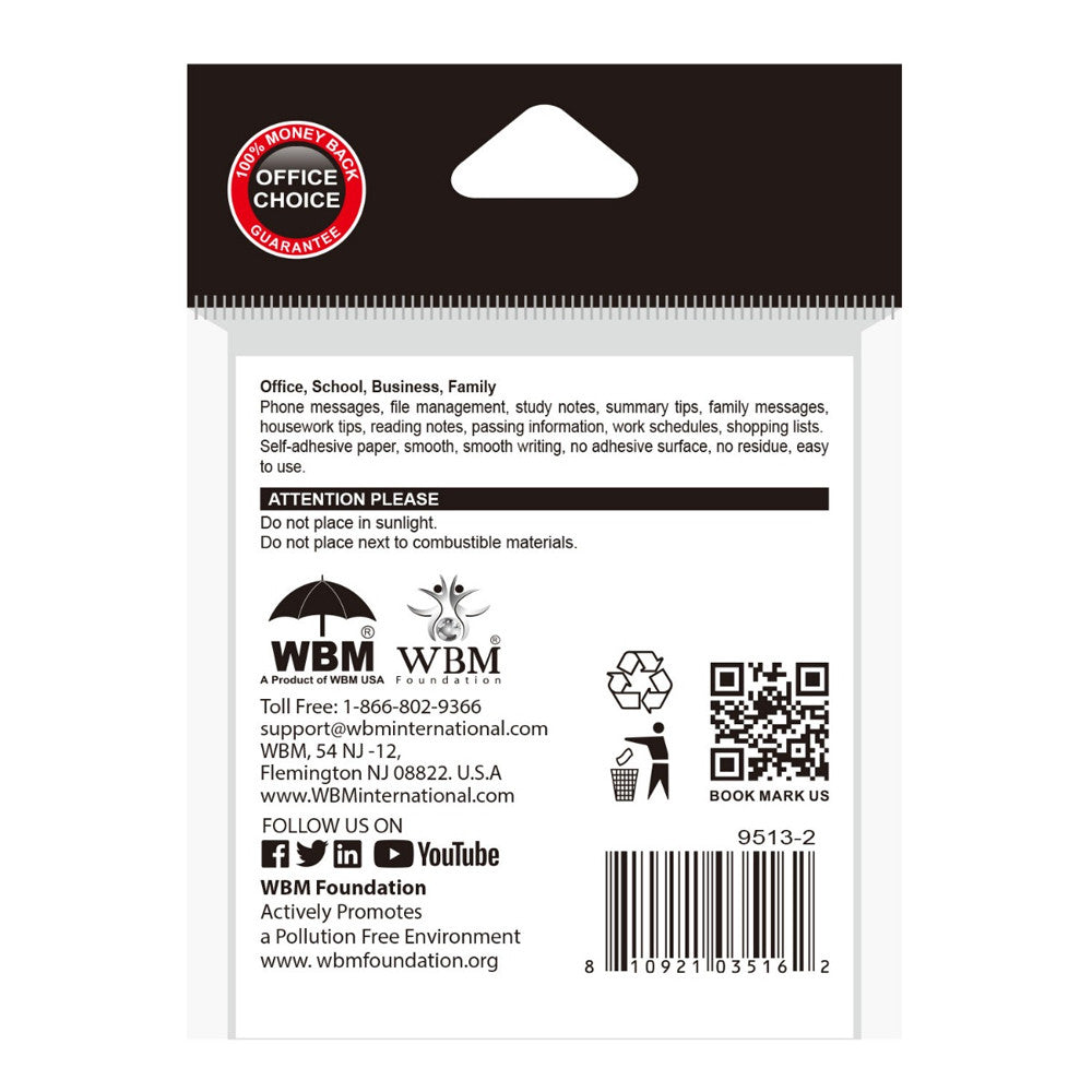 Sticky Note 3 Colors - 300 Sheets | WBM World