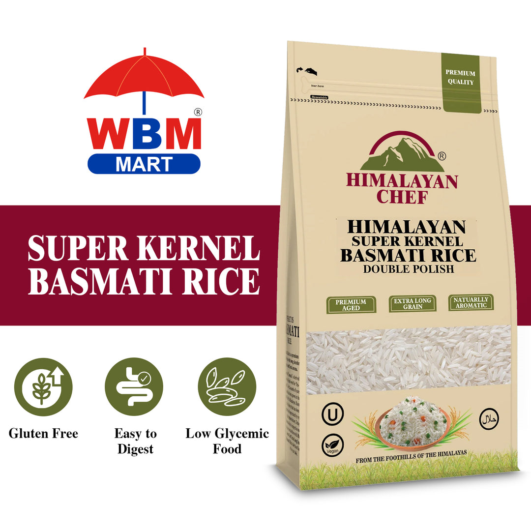 Super Kernel Basmati Rice Old - Double Polish - 10 lbs (4500g) | Himalayan Chef