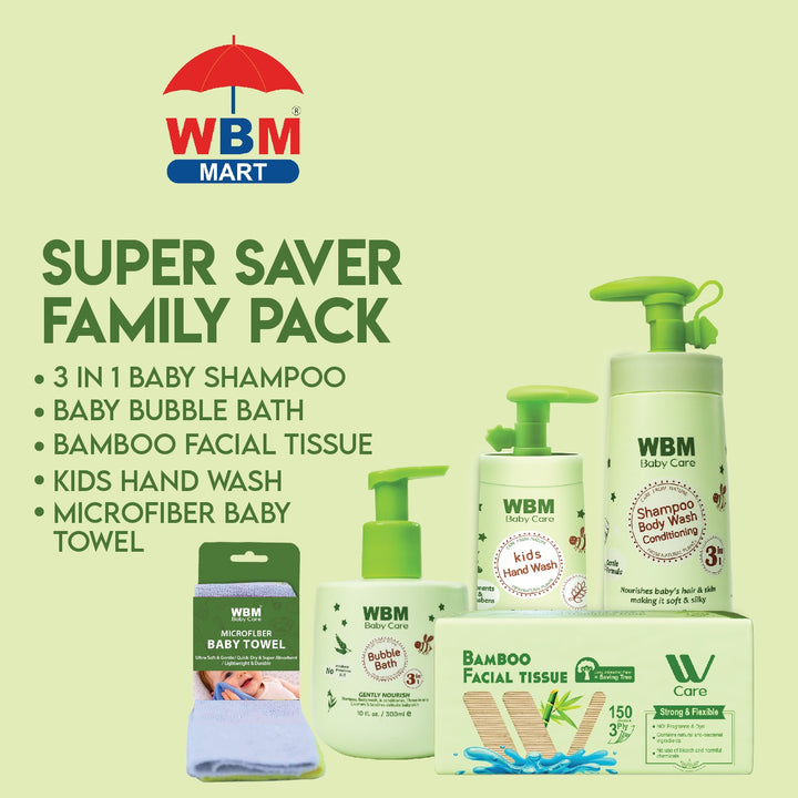 WBM Family Baby Care Pack – Wash, Bubble Bath &amp; Towel