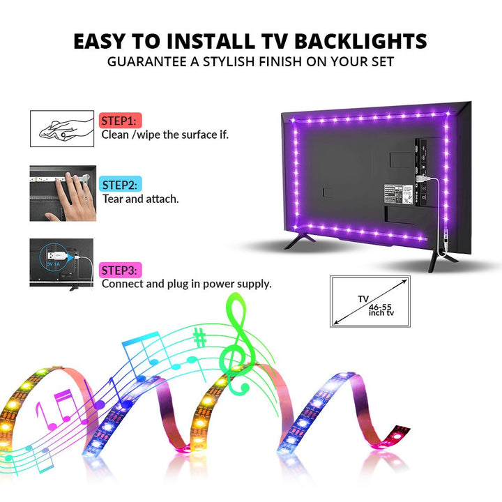 9.85 ft TV Backlight LED Strip Lights | WBM Smart