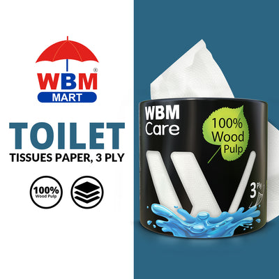 Toilet Tissues Paper, 3 Ply - 230 Sheets, 100 g | WBM Care
