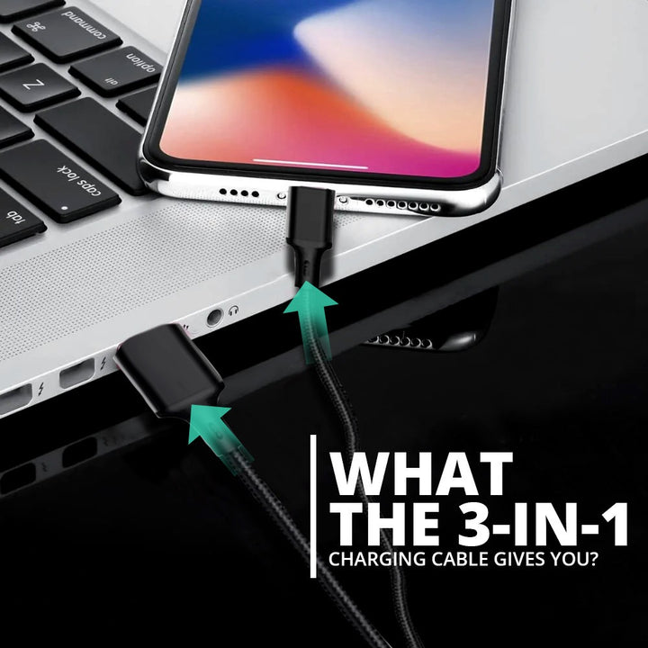 3-in-1 USB Metal Braided Charging Cable | WBM Smart