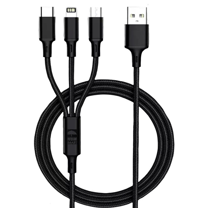 3-in-1 USB Metal Braided Charging Cable | WBM Smart