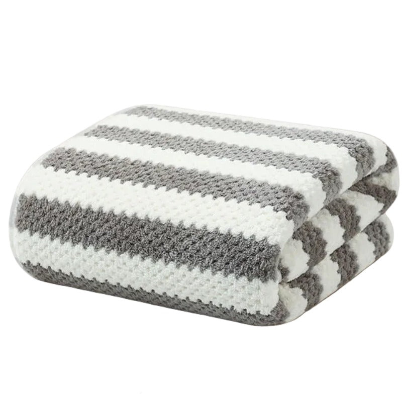 Ultra Soft Coral Fleece Striped Bath Towel Any Random Color | WBM MART