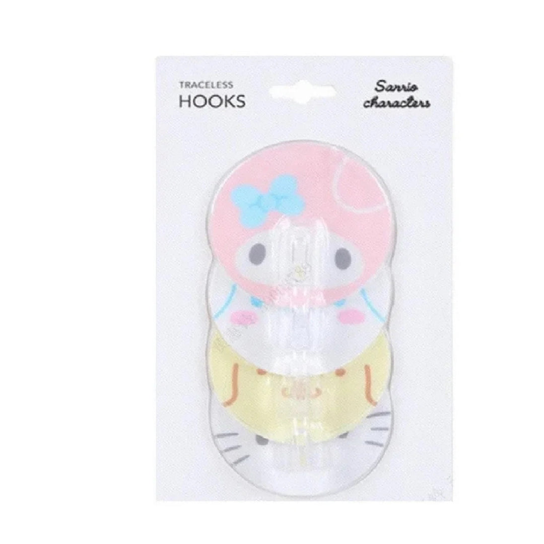 Sanrio Round Traceless Wall Hooks – 4 Pcs Adhesive Utility Hooks | WBM MART